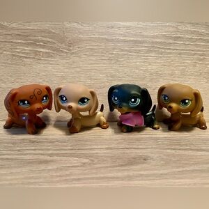 Littlest Pet Shop (LPS) LOT 4 Dachshund Dogs #640 #325 #518 #139 RARE Authentic